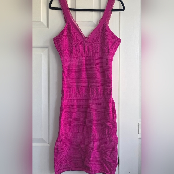 bebe Dresses & Skirts - Bebe Fuksia Sheath Mini Dress V-Neck Sleeveless